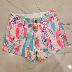 Lilly Pulitzer Pink and Blue Bermuda Shorts Vibrant Summer Style